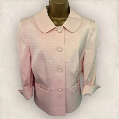 Phase Eight Womens Light Peach Peter Pan Collar Summer Occasion Jacket UK 14 - Image 1 of 3