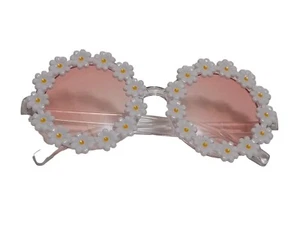 Flower Sunglasses Pink Rose Shades White Yellow Floral Funky Fun Flower Retro - Picture 1 of 3