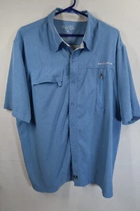 Salt Life Mens Vented SLX U Vapor UV Quick Dry Button-Up S/S Shirt Blue XL - Picture 1 of 10