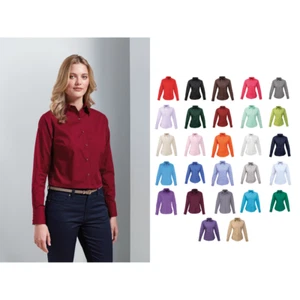 Premier Damen Popeline Langarm Bluse PR300 - Damen Uni Arbeitshemd - Bild 1 von 11