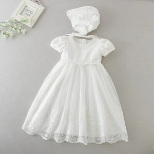 2tlg. Taufkleid + Haubmütze Mädchenkleid Festkleid Blumenmädchen BM09 - Bild 1 von 4