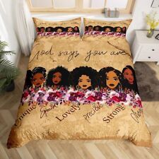 African Theme Duvet Cover Set King,Gilrs Floral Inspirational Quotes Bedding ...