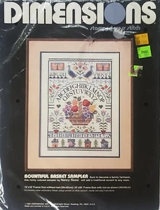 Kit de bordado punto de cruz estampado sampler canasta abundante 3096 '89 DIMENSIONES - Imagen 1 de 4