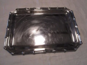 Vintage Farberware Stainless Steel Serve Tray Bamboo rim design rectangular 1980 - Picture 1 of 21