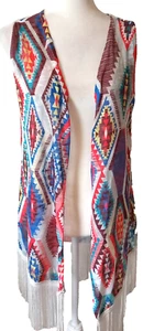 Twenty Second Fransen Kimono Pastell Southwestern Hippie Western Damen Gr. M - Bild 1 von 7