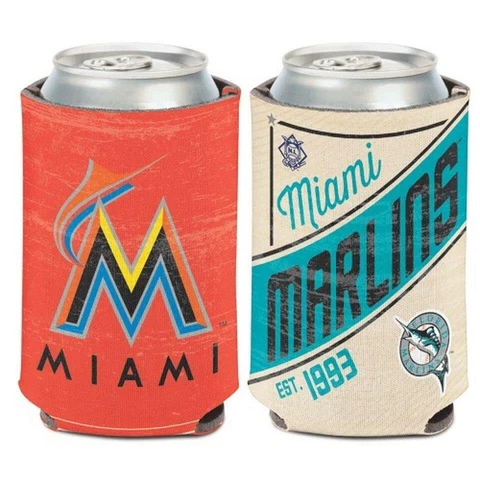 Miami Marlins 12oz Two Sided Vintage Can Cooler [NEW] MLB Holder Foam Koozie Cover