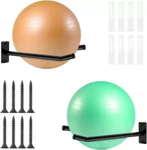 Medicine Ball Rack &Yoga Mat Wall Mount, 2-Pair Exercise Ball Wall Holder, Metal - Picture 1 of 12