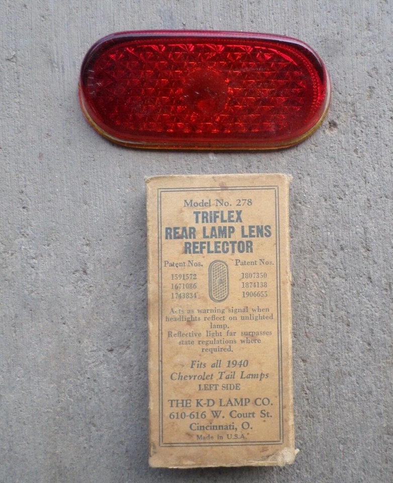 Chevrolet 1940 vidrio rubí KD Lamp Company lente cola parada señal convertible Foto 1 de 1