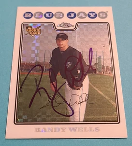 Tarjeta autografiada por Randy Wells 2008 Topps cromada X-fractor #212 firmada por novato - Imagen 1 de 3