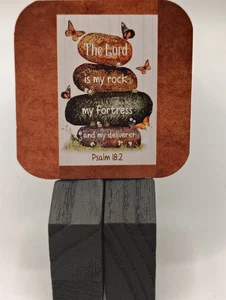 🪨 Handmade Glossy Christian Magnet – “The Lord Is My Rock, My Fortress, and My  - Picture 1 of 2