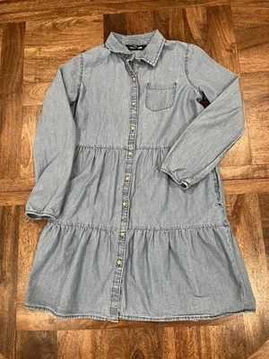 Vestido swing jeans feminino Land’s End cambraia com bolsos tamanho 10-12 - Imagem 1 de 4