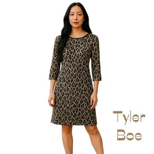 Vestido caprichoso Tyler Boe tejido azul tostado estampado animal CottageCore talla XS - Imagen 1 de 12