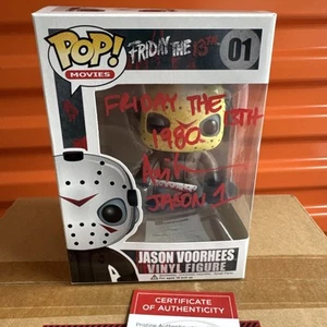 Ari Lehman Signed Funko Pop! Jason Voorhees 01 W/COA Friday the 13th Inscription - Imagen 1 de 8