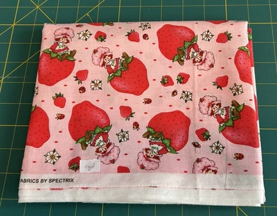 Vtg 2004 Licensed STRAWBERRY SHORTCAKE Cotton Fabric Pink OOP 1 yd - Image 1 of 4