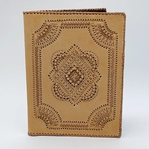 Vintage handgefertigt geflochten Leder Schreib Dokument Block Portfolio 10" x 13" kamelbraun - Bild 1 von 11
