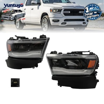 Headlights Headlamps Pair For 2019 2020 2021 2022 2023 Dodge RAM 1500 LED - Image 1 of 4