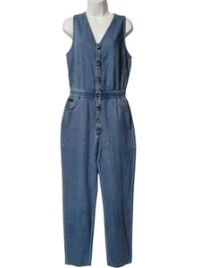 Lee Overall Romper Jumpsuit Small Blue Denim Sleeveless Button Pockets Hemp - Bild 1 von 20