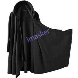 Mens Gothic Long Cloak Cape Trench Coat Loose Casual Outwear Jacket Black Punk - Picture 1 of 9