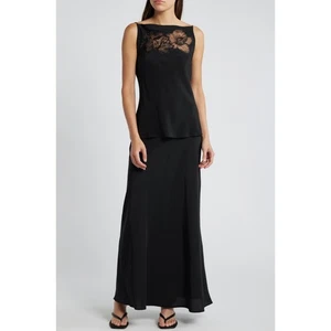 FAITHFULL THE BRAND Biarritz Silk Slip Skirt Womens 4 Black Maxi Long Bias NEW - Picture 1 of 18