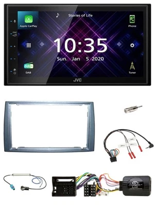 JVC DAB 2DIN Lenkrad Bluetooth USB Autoradio für Peugeot 308 07-09 40pin silber - Bild 1 von 4