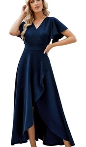 ZZV Damen Festlicher Abend Party Cocktail Kleid Größe 3XL Blau Lang Hochzeit NEU - Bild 1 von 9