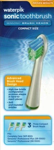 Waterpik Sonic Toothbrush Replacement Head SRSB-3W (Compact Size) 3 Count - Picture 1 of 2