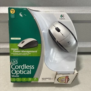 New Silver Logitech LX5 Cordless USB Optical PC/Mac Computer Mouse - Picture 1 of 6