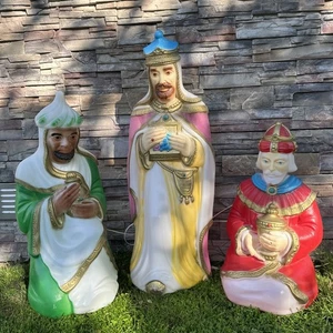 De Colección Belén de Navidad Sabios 3 Reyes Molde Soplado Iluminado Carolina Enterprises EE. UU. - Imagen 1 de 24