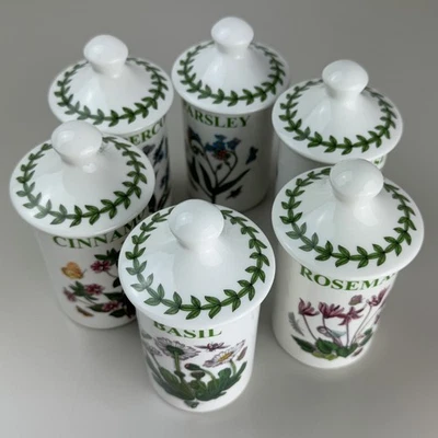Set Of 6 PORTMEIRION Botanical Garden Herb & Spice Jars Mixed - Image 1 of 4