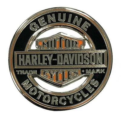 Harley-Davidson Pin Trademark Cutout, schwarz/orange/weiß, Metall, 3,2cm