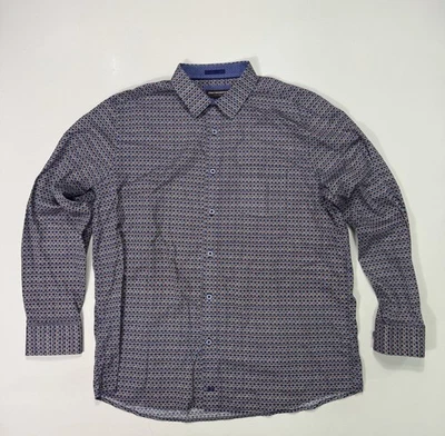 Camisa Johnston & Murphy Para Hombre XL Botones Colorida Geométrica Informal Club Moderna Foto 1 de 4