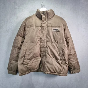 Alpha Industries Jacket Mens Medium Khaki Green Puffer Down Filled Coat - Picture 1 of 15