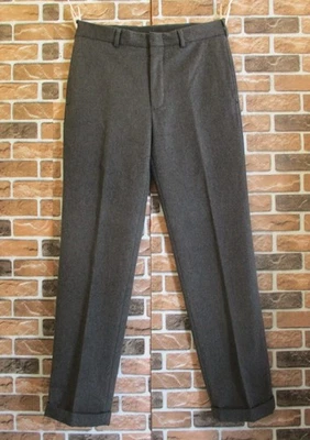 Lands' End Dark Grey Color Felted Wool Flat Front Trouser Size 79cm W30 - Image 1 of 4