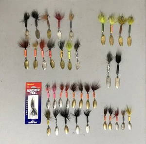 Lote de 37 señuelos giratorios de pesca vintage Worden's COLA DE GALLO varios tamaños - Imagen 1 de 6