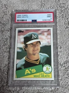 Tarjeta de béisbol Topps 1985 PSA 9 Oakland A’s Athletics Mike Heath - Imagen 1 de 1
