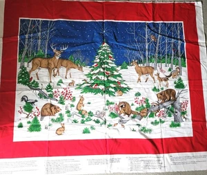 Cranston VIP Fabric A Wildlife Christmas Cotton Wallhanging Panel 31" x 42" Deer - Picture 1 of 8