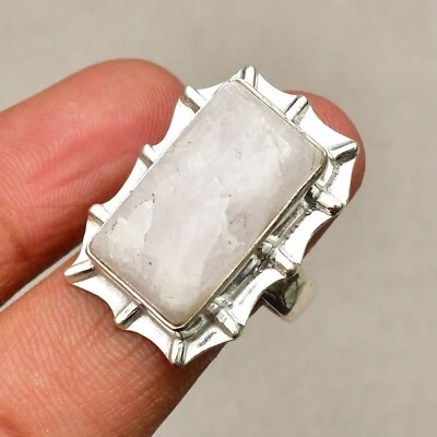 Gioielli in argento sterling 925 fatti a mano con pietra preziosa Moonatone a... - Immagine 1 di 4