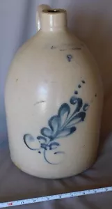 Antique stoneware jug J. S. Taft & Co 1890 cobalt flower decoration 2-gallon - Picture 1 of 7