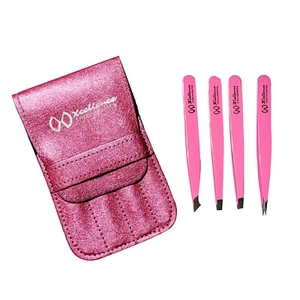 Xcellence 4 Pc Professional Eyebrows Ingrown Hair Removal Tweezers Set With Case - Bild 1 von 12