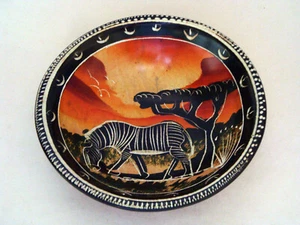 South Africa Soapstone Bowl - Animals - Zebra, Rhino, Elephant - Handmade - Picture 1 of 7
