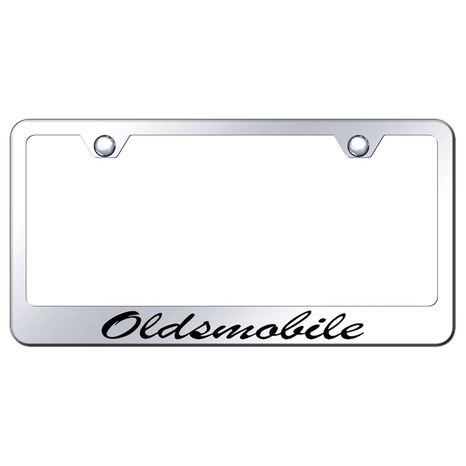 OldsMobile Laser Etched Script Stainless Steel License Plate Frame (Chrome) - Image 1 of 2