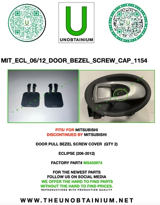SE ADAPTA/PARA MITSUBISHI ECLIPSE 2006-2012 CUBIERTA DE TORNILLO PIEZA BISEL DE TRACCIÓN # MS450974 Foto 1 de 4