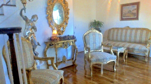 LOUIS XV FRENCH SETTEE Gold Gilt Canape, 2 Arm Chairs, Tea Table, SALON SUITE Cover