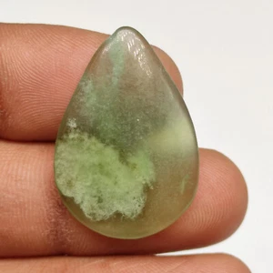 15ct Natural green serpentine cabochon pear shape serpentine gemstone M4742 AU - Picture 1 of 5