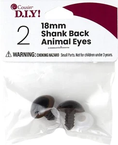 Cousin DIY Shank Back Animal Eye 18mm 2PC, 1 Count (Pack of 2), Black - Picture 1 of 1