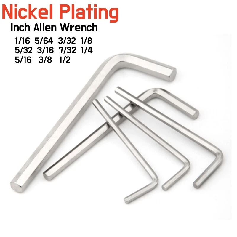 1/16 5/64 3/32 1/8 5/32 3/16 7/32 to 1/2 Allen Key L-Shaped Hex Wrench Ni Plated - image 1 of 4