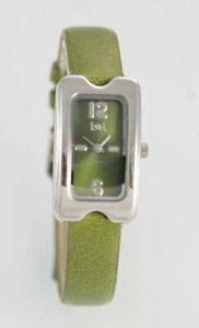 LEI Uhr Damen Silber Edelstahl Grün Leder Wasserdicht Batterie Quarz - Bild 1 von 3