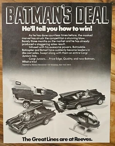 VINTAGE 1977 CORGI JUNIORS BATMAN BATMOBILE BAT BOAT BAT COPTER ADVERTISEMENT - Picture 1 of 1