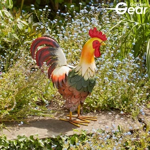 Garden Gear Metal Cockerel Ornament Outdoor Animal Patio 47cm Bird Sculpture NEW - Picture 1 of 6