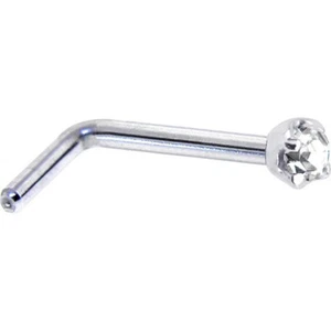 2mm Moissanite Diamond Pass Tester .925 Silver 18 Gauge L - Shaped Nose Ring - Picture 1 of 2